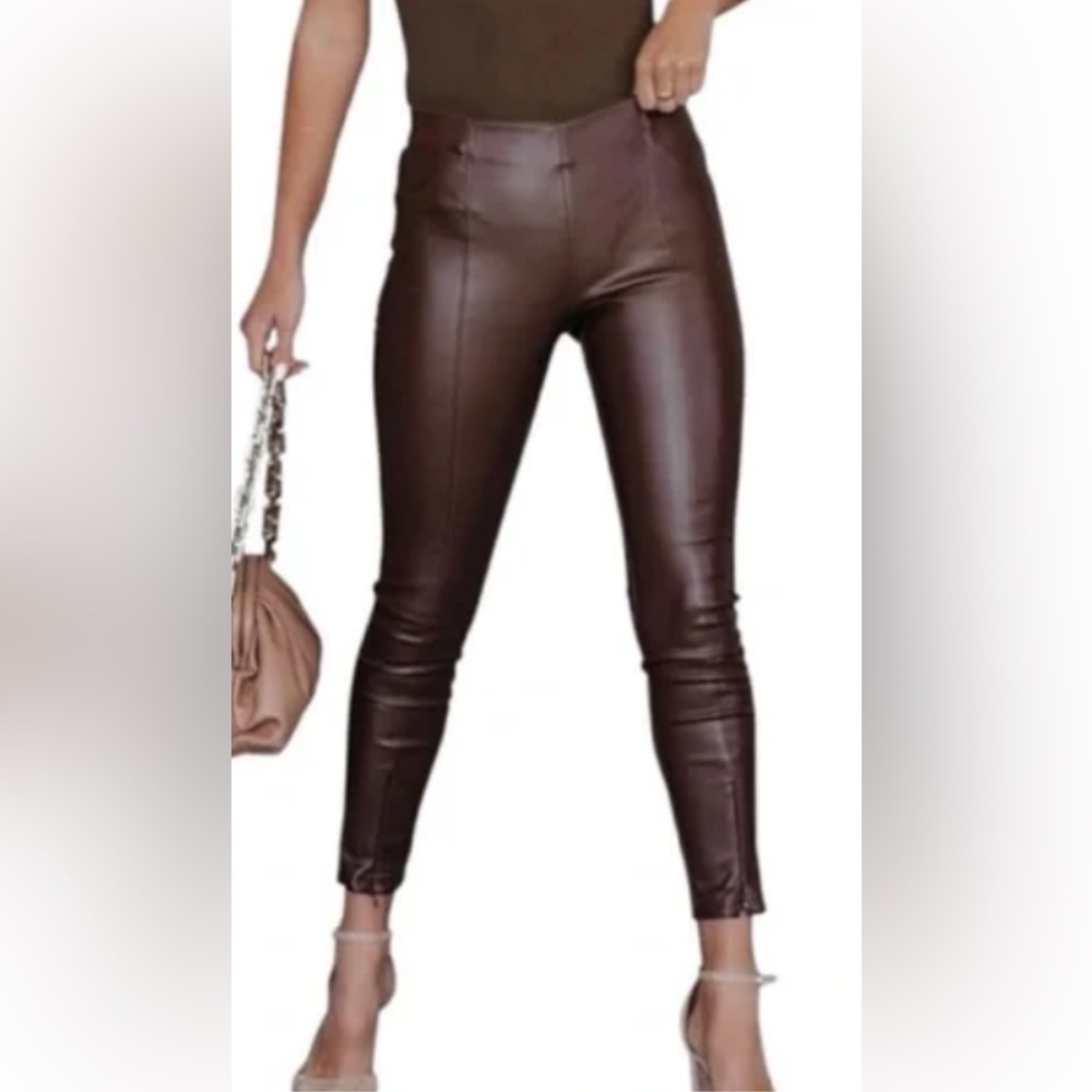 Haute Monde Chocolate Skinny Leather Pants